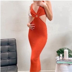 Beginning Boutique Katanna Cut Out Midi Dress Orange US Size 6